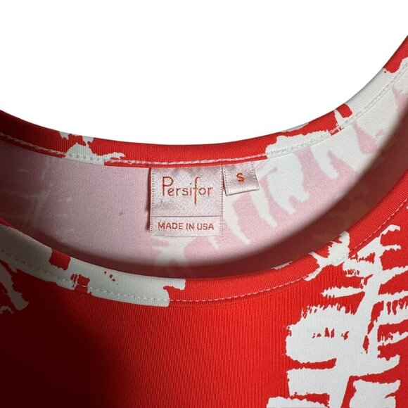 Persifor Red & White Fern Print Dress 3/4 Sleeve Scoop Neck size small Stretchy - Picture 5 of 8